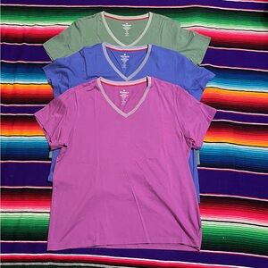 Bombas 3 pack 100% Pima cotton v neck shirts women L